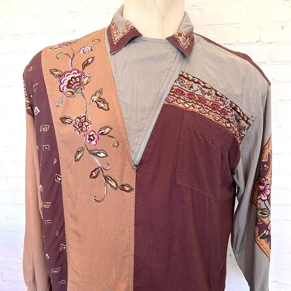 70's Funky Half Zip Mens Shirt - Size Large - Together! - Picture 1 of 12